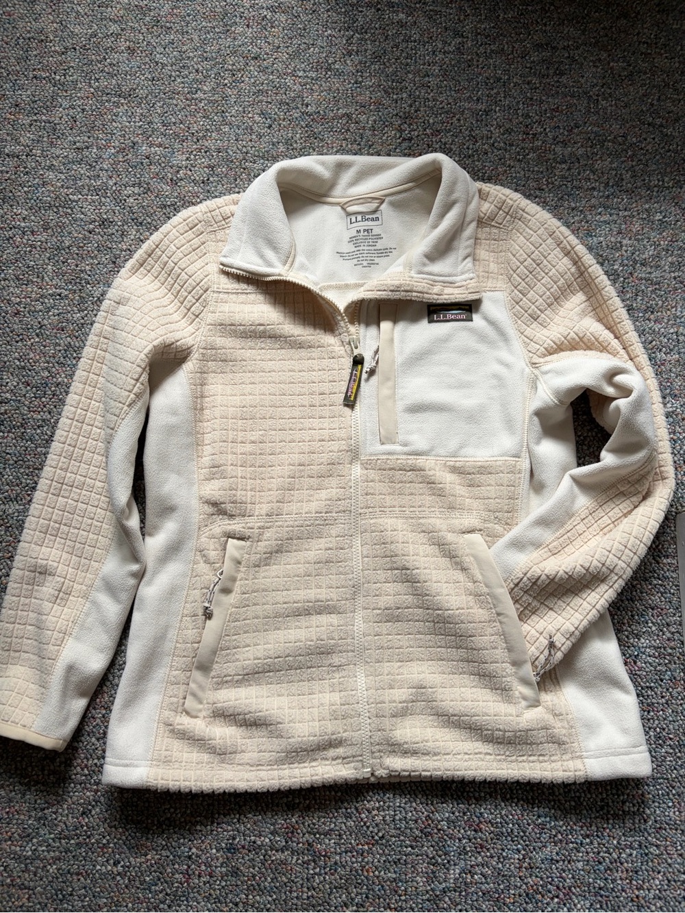 L.L. Bean Women's Cream Textured Quilted Fleece Jacket